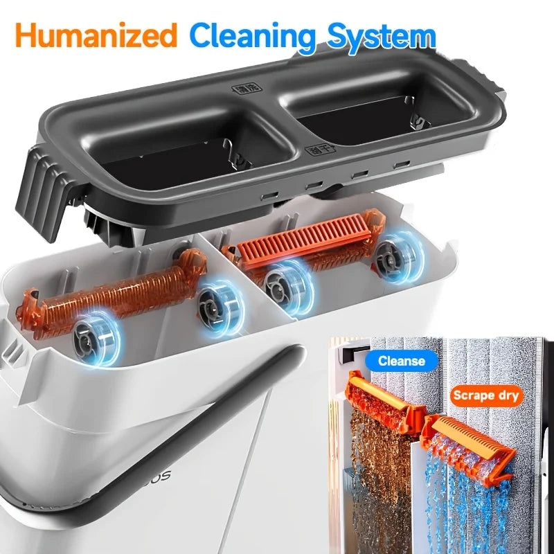 Danoz MopSmart - 33cm Hands Free Flat Mop With Bucket Set Wet dry Separation For Living Room Toilet Home Mops Floor Cleaning Tool