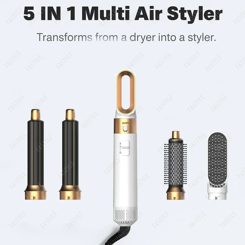 Danoz HairSmart - 5 In 1 Hair Dryer And Styler Kit With Professional Hot Air Brush Curling Iron Hair Straightener For Curling And Straightening