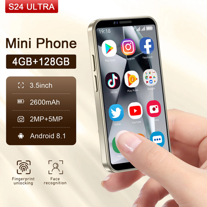 Danoz Smart 📱 S24 Tiny Ultra 3.5" Small Smartphone Dual SIM 4G WCDMA  Android 8.1 4GB+128GB GPS WIFI Portable Mini Mobile Phone