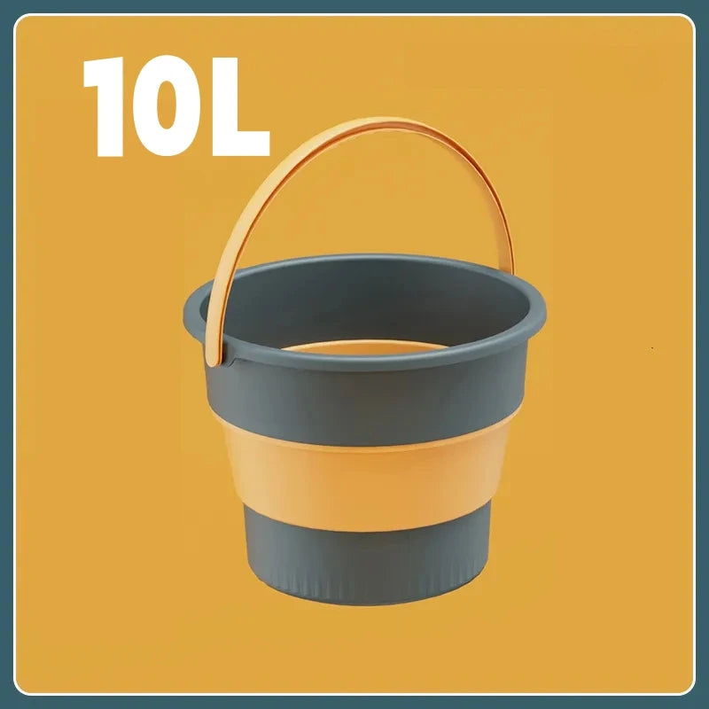 Danoz HomeSmart - 5/10/17L Folding Portable Bucket with Cover Car Wash Fishing Bathroom Silicone Bucket Outdoor Camping Household Supplies