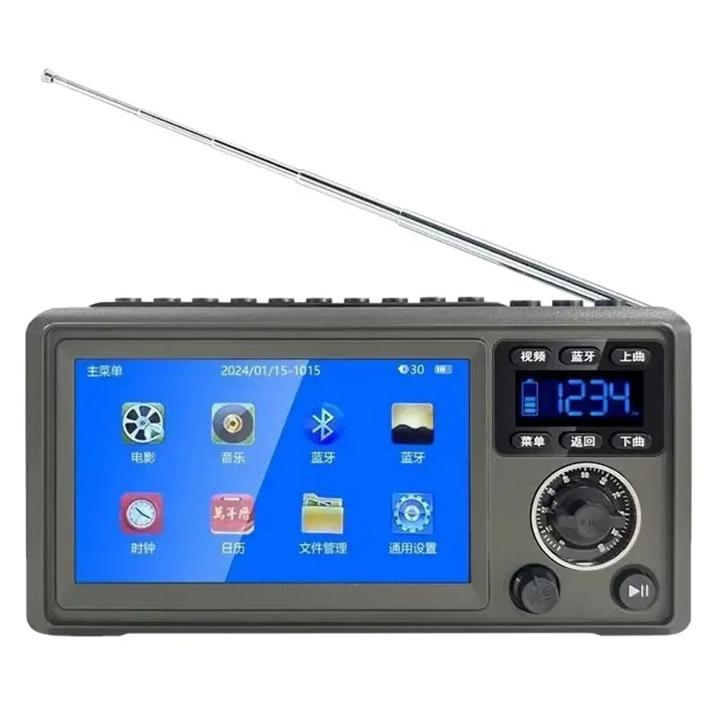 📻 Danoz TechSmart | L62A Portable Multimedia Player | 4.3" Display | Bluetooth | FM/SW/MW Radio | MP3 MP4 | TF Card & USB | 10-Hr Battery | Clock | Seniors Friendly | Grey Black