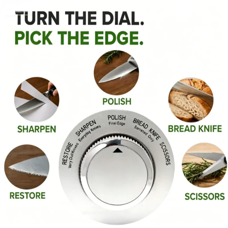 🔪 Danoz KniveSmart | Dial Knife Sharpener | 5-in-1 Adjustable | Straight & Serrated Knives | Scissors | Handheld Kitchen Blade Sharpening Tool ✨
