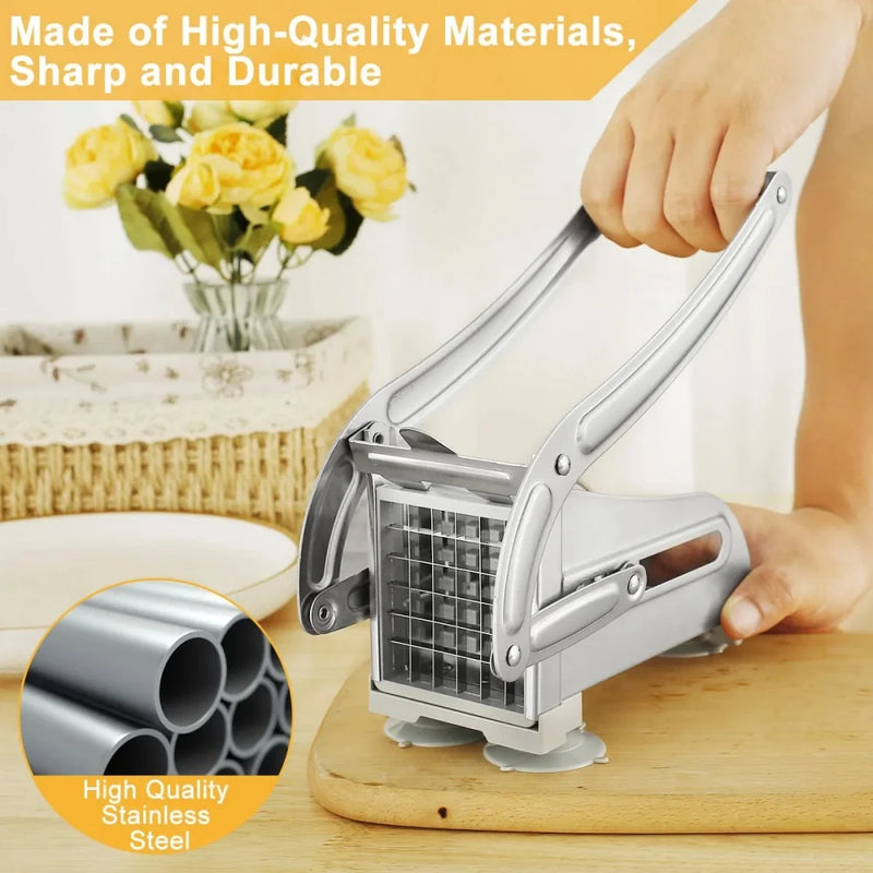 🍟 Danoz CookSmart | 4-in-1 Stainless Steel Manual Potato Cutter | French Fries Slicer | Chips Maker | Meat Chopper & Dicer | 304 Steel | FCM Certified ✨