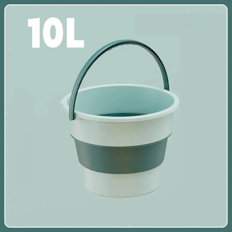 Danoz HomeSmart - 5/10/17L Folding Portable Bucket with Cover Car Wash Fishing Bathroom Silicone Bucket Outdoor Camping Household Supplies