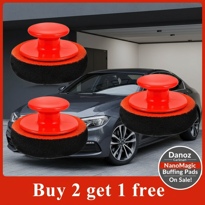 Two red joystick covers with black foam pads on a white background, with text 'Buy 2 get 1 free' at the bottom.