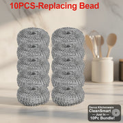 10 silver metal mesh replacement beads arranged in two columns of six on a white background, with red text at the top reading '10PCS-Replacing Bead'.