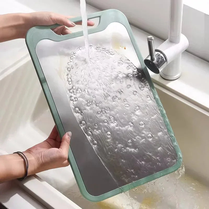 Danoz Kitchen - 1pc Cutting Board Two Sides Of Stainless Steel and Plastic Dual-purpose Multifunctional Cut Vegetables and Meat Chopping Board