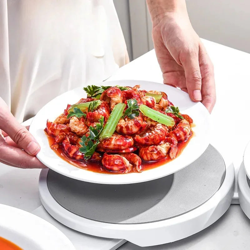 Danoz Lazy Susan FoodTrain Dining Table 8 Rotating Food Tray Foldable Space Saving Dish Outdoor Family Picnic Saucer Easy To Assemble and Clean Dining Tools