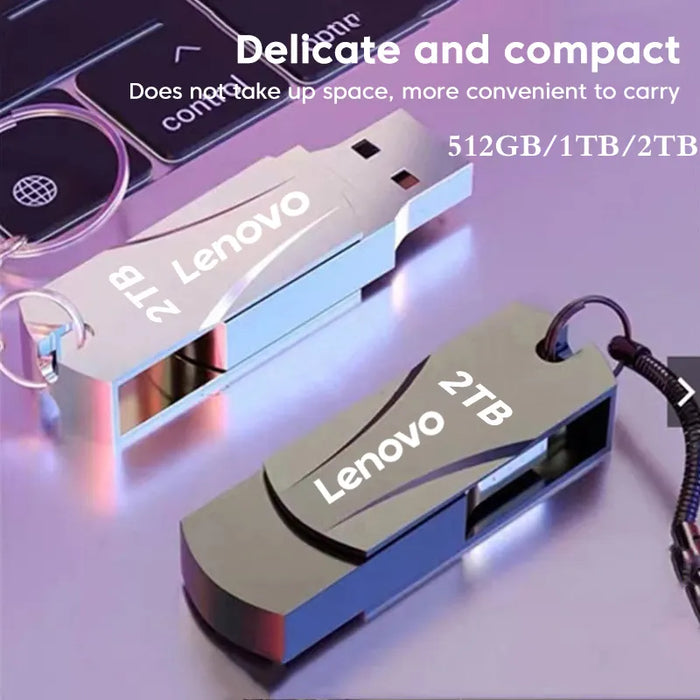 Danoz Direct - Lenovo Metal 2TB USB Disk Flash Drive with USB 3.0 high-speed file transfer. Experience ultra-large capacity of up to 16TB or 8TB