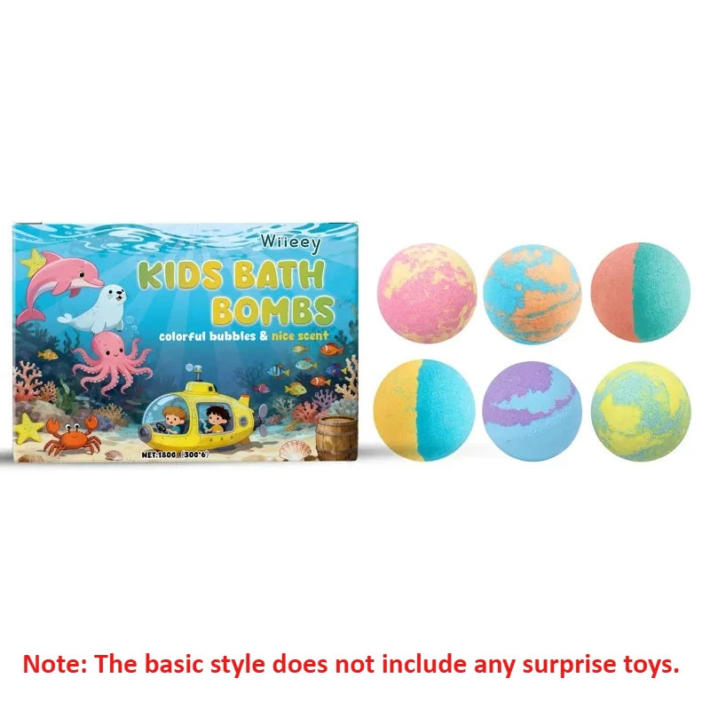 Danoz KidSmart Ocean Bath bomb Ball Set with Hidden Toys 6 or 12PCS Sea Salt Flower Fruit Scented Bath Bombs for Kids Bath Gift Foot Bath