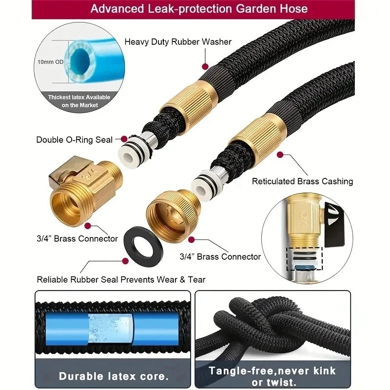 Experience the ultimate in garden care with Danoz Waterblast🚿 high pressure Expandable Hose with All Copper Fittings- 7.6-45.7M