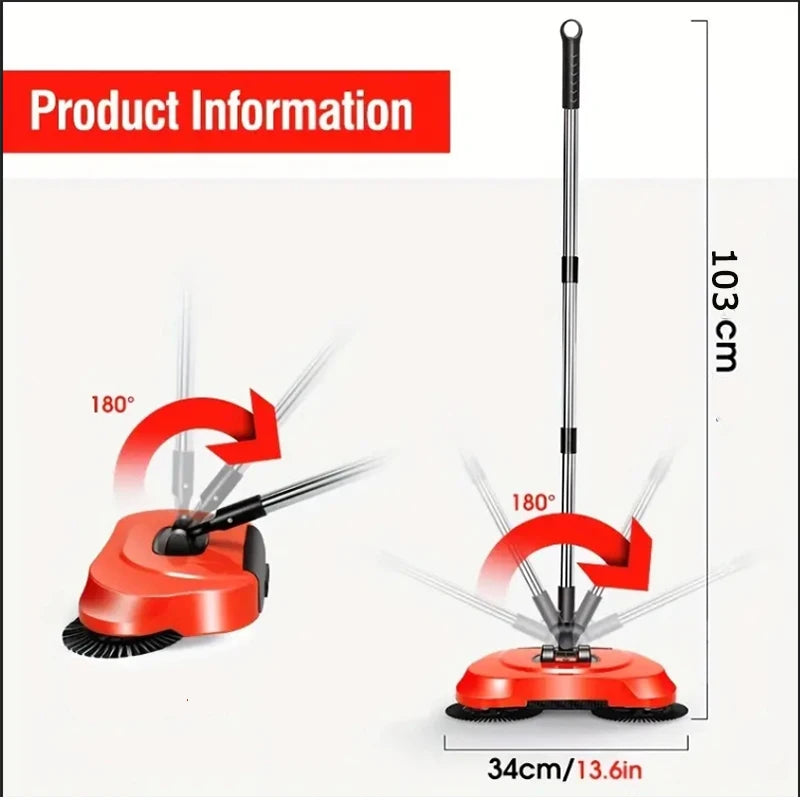 Danoz Cleaning - Hand Push Sweeper Stainless Steel Push Sweeping Mop Drop Pusher Chick Handle Household Cleaning Tools Floor