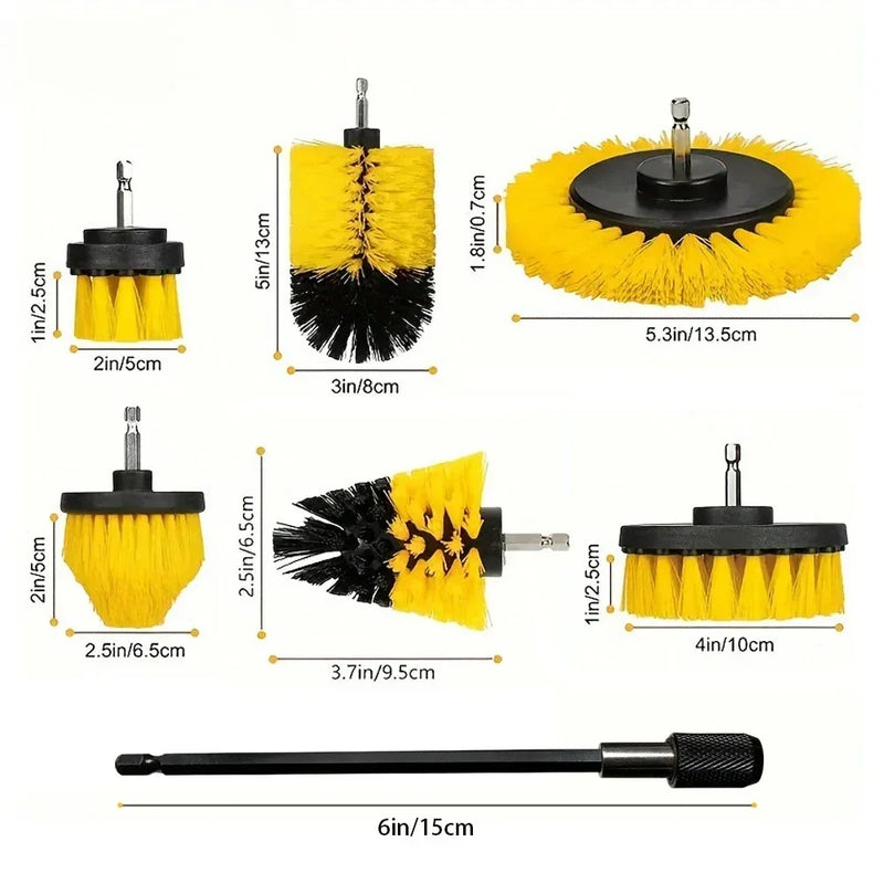 Danoz CleanSmart Electric Drill Cleaning Brush Set 🧹 | High-Density Nylon Bristles | Carpet, Glass, Tyres, Bathroom & More | 3-Piece or 7-Piece Kit | Drill Attachment!