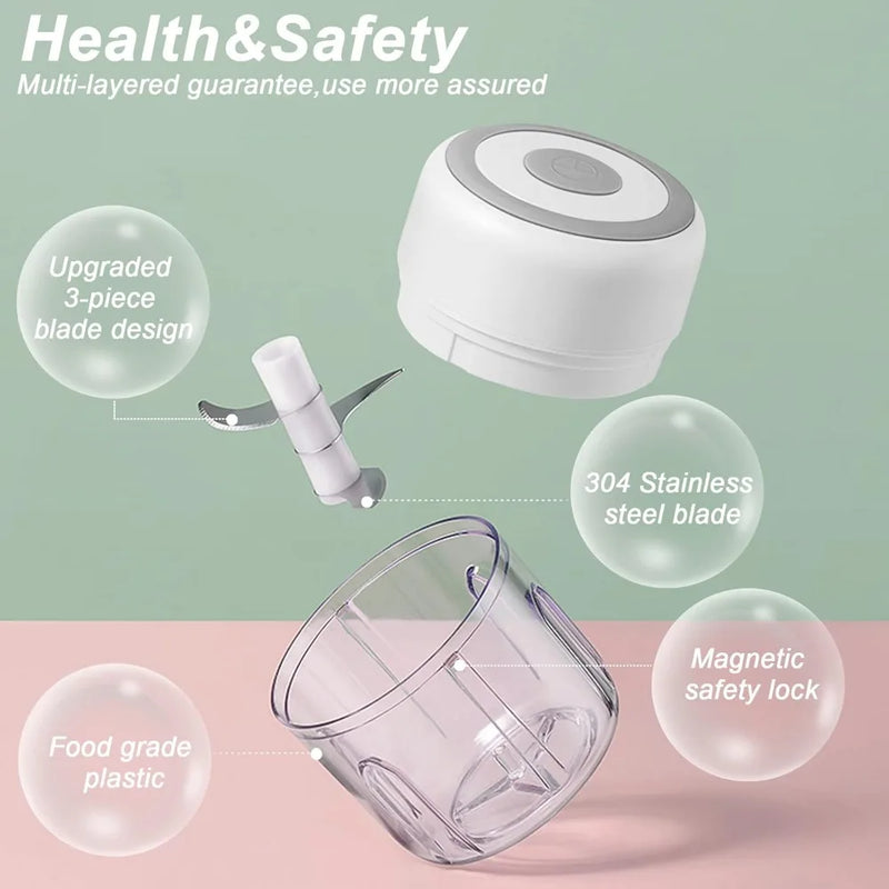 Danoz ChopperSmart - USB Rechargeable, 3 Blade, 250ML+110ML bundle Vegetable Chopper Food Chopper, Garlic Mincer