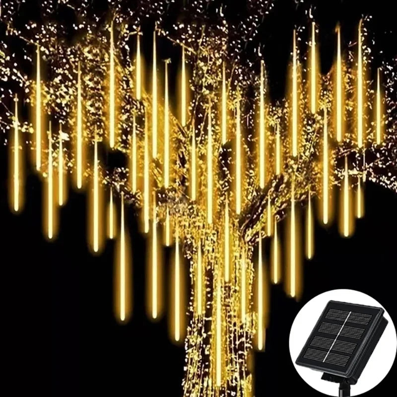 Danoz Lights -Solar Meteor Shower Rain String Lights Waterproof Garden Light 8 Tubes Christmas Tree Holiday Party Wedding Holiday Decoration