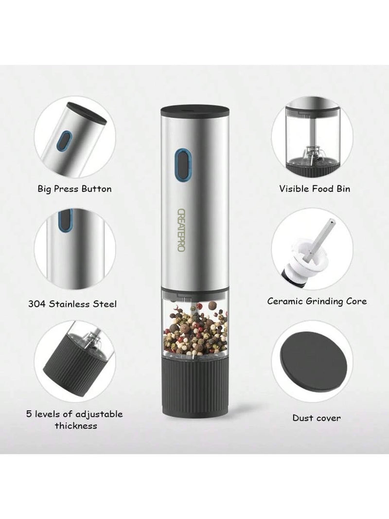 🧂 Danoz SaltPepperSmart | Electric Salt & Pepper Grinder Set | USB Rechargeable | Adjustable Coarseness | Ceramic Burr | One-Hand Operation