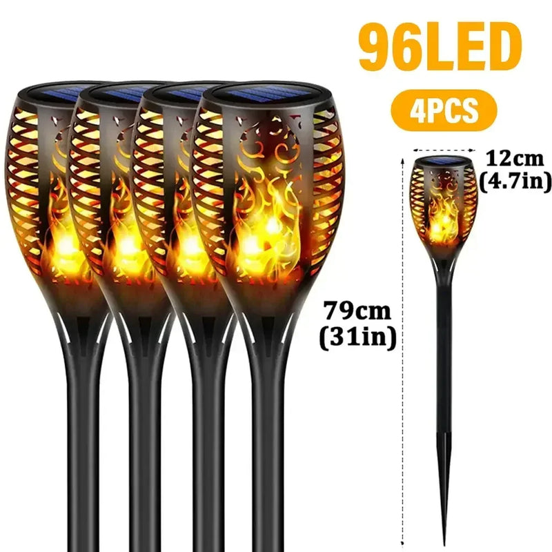 🔥 Danoz LightSmart | Solar Flickering Flame Torch Garden Light | 12 / 33 / 96 LED | IP65 Waterproof | Auto Dusk-to-Dawn | 2-4 Pack