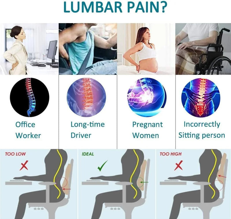 Danoz LumbarSmart – Say Goodbye to Back Pain! Memory Foam Lumbar Support Cushion for Car Seat & Office Chair – Rebound Comfort, All-Day Relief 🧘‍♂️🚗✨