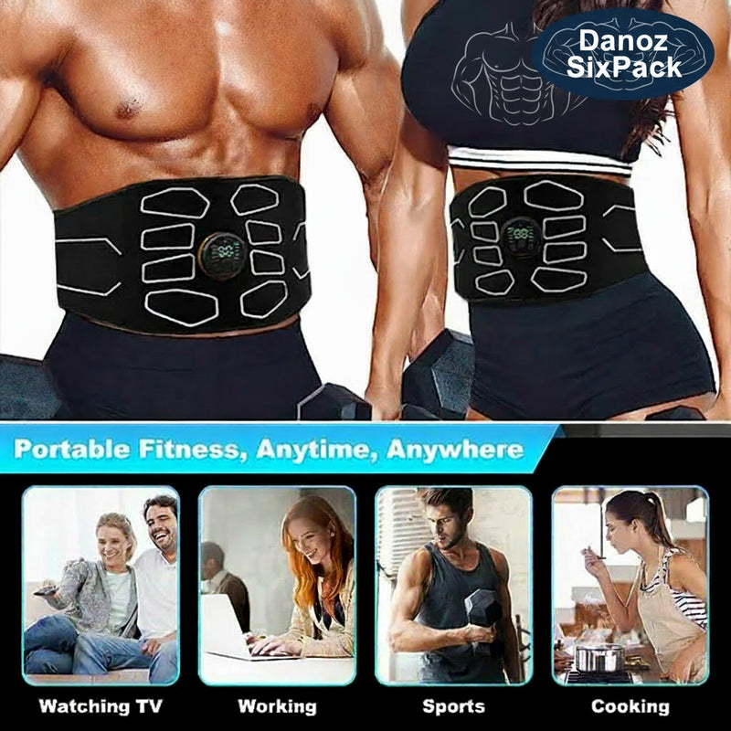 Danoz SixPack EMS Abdominal Toning Belt USB rechargeable, Muscle Stimulation Muscle Toner, Fitness Massager Waist Trainer Body Slimming Shaping