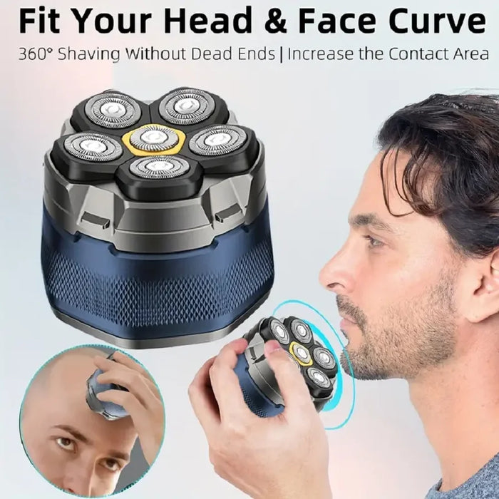 Danoz Direct - Titanium Electric Shaver-MEN'S Rechargeable Head and Face Shaver, Cordless Shaver, Anti Allergic Wet/dry Shaving