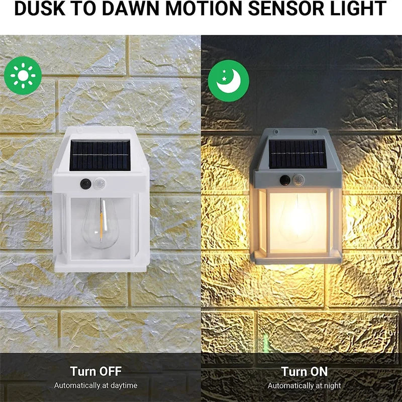Danoz Direct - Solar Wall Lights Outdoor Tungsten Waterproof Wireless Motion Sensor Security Lamps Dusk to Dawn Lighting for Garden 1~8PCS
