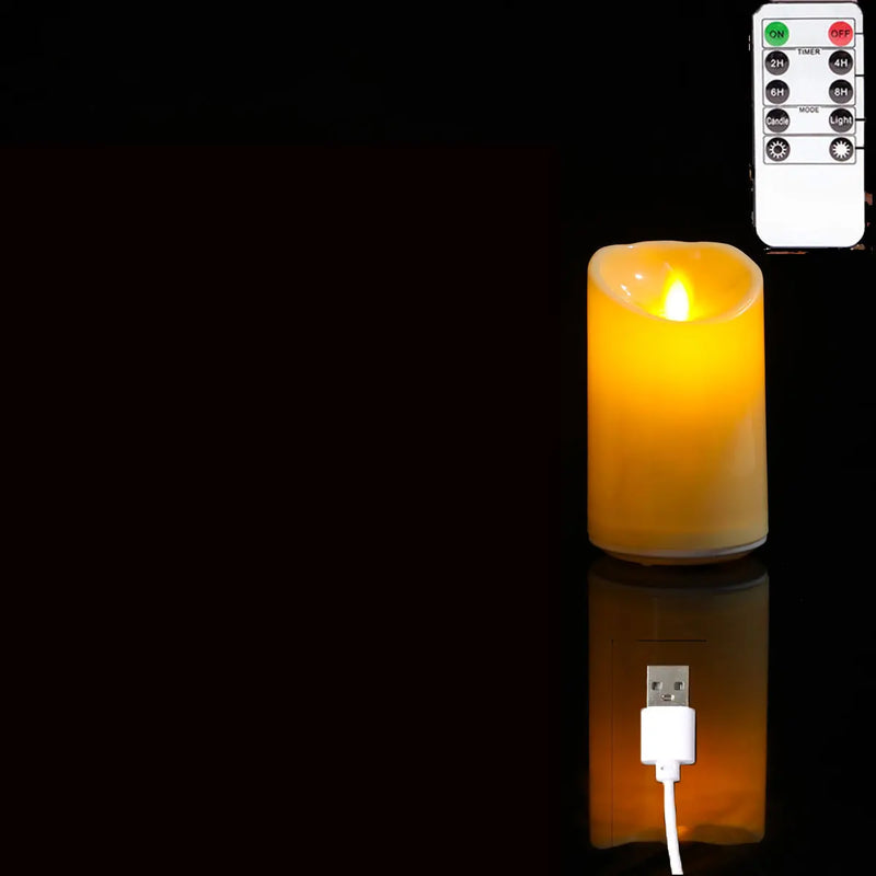Danoz Lights - 1 or 3 Pieces USB Charge Remote Control LED Decorative Moving Wick Candles,10/12.5/15 cm Rechargeable Dancing Church Candles - Buy 1 Get 1 Free