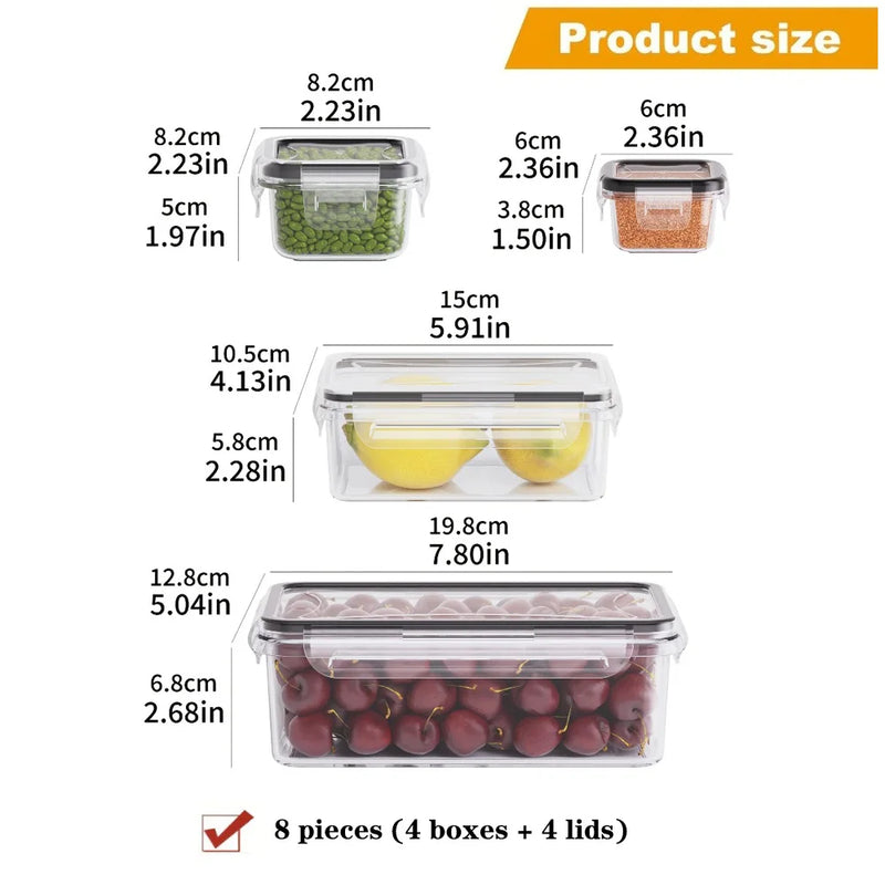 🍱 Danoz StoreSmart | 8pc BPA-Free Airtight Food Containers | Locking Lids | Microwave & Freezer Safe | PP Plastic | Dry Goods, Fruit & Veg