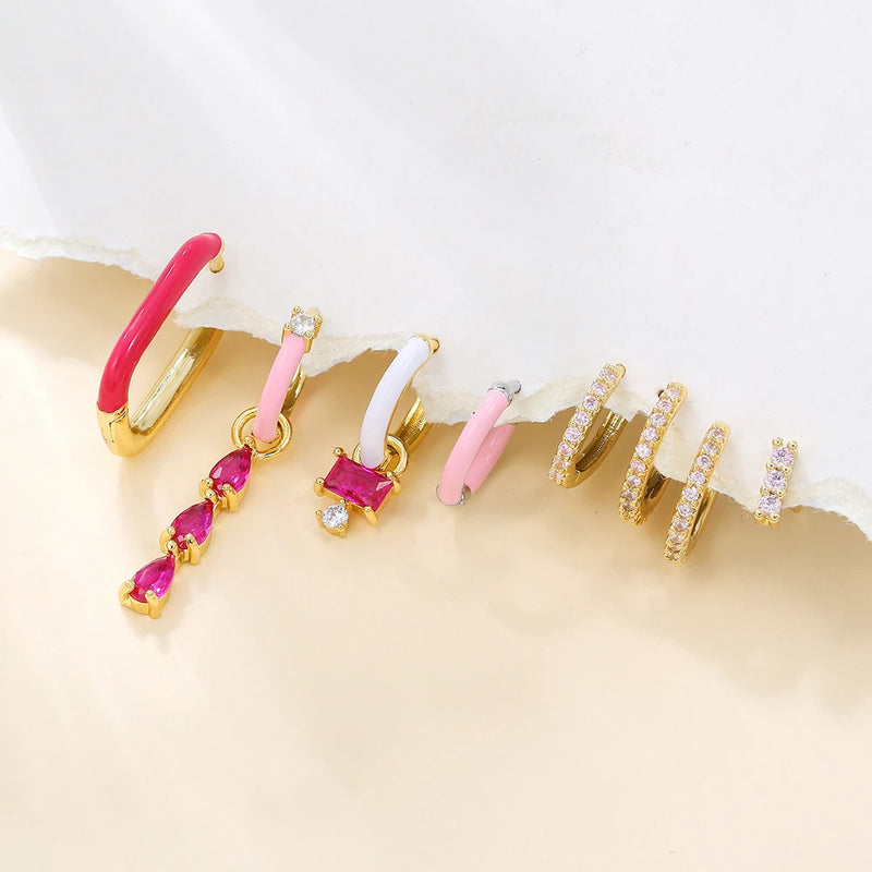 ✨ Danoz JewelrySmart | 18K Gold Plated Geometric Zircon Dangle Earrings | Cubic Zirconia | Stainless Steel | Huggie Clip | Women's Jewellery