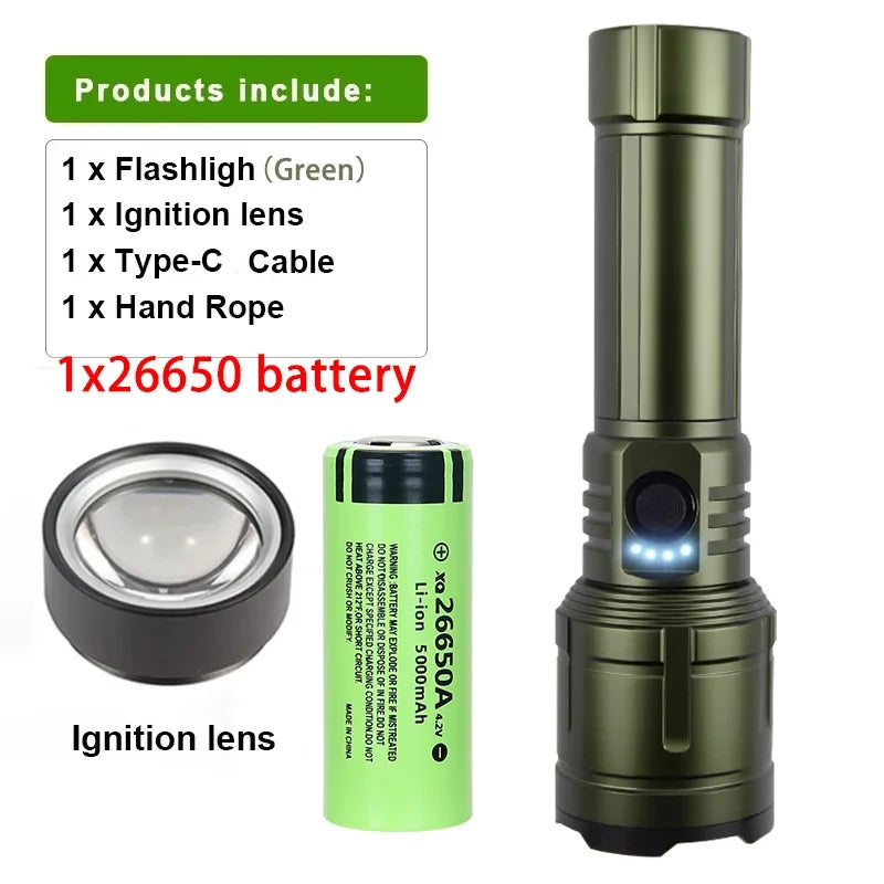 Danoz LightSmart Flashlight Lighter & Power Bank Combo, Rechargeable, Zoomable Super Bright Beam,5 Modes Flashlight for Outdoor Camping Emergency