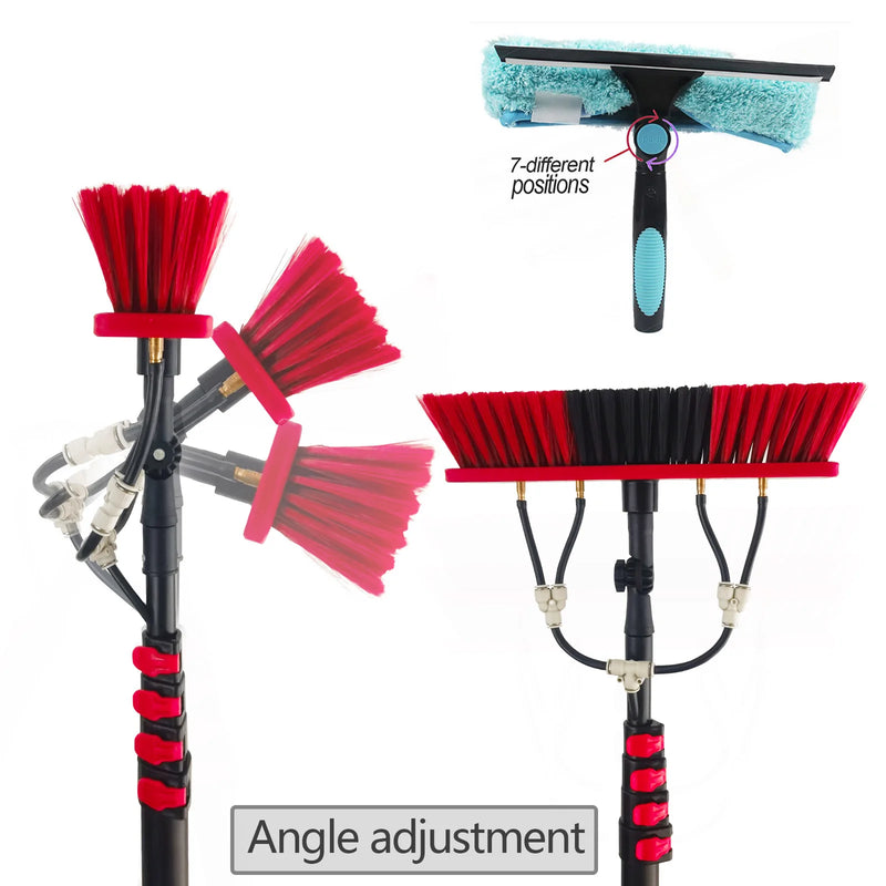 Danoz CleanSmart WaterBroom | Water-Fed Telescopic Pole Brush & Squeegee Kit | Solar Panel & Window Cleaner | 12ft / 15ft 🌊✨
