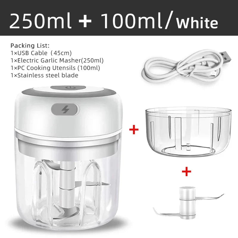 Danoz ChopperSmart - USB Rechargeable, 3 Blade, 250ML+110ML bundle Vegetable Chopper Food Chopper, Garlic Mincer