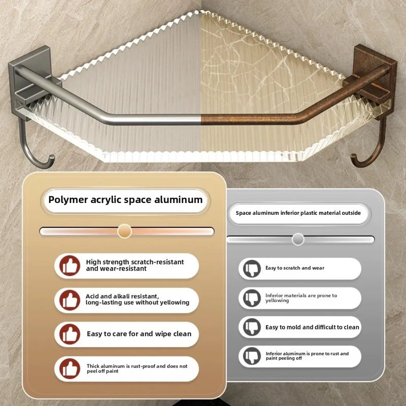 🚿 Danoz ShowerSmart | No-Drill Acrylic Corner Bathroom Shelf | Wall Mount | Triangle Storage Rack | Rustproof | Shampoo & Caddy Organiser | 2 Variants