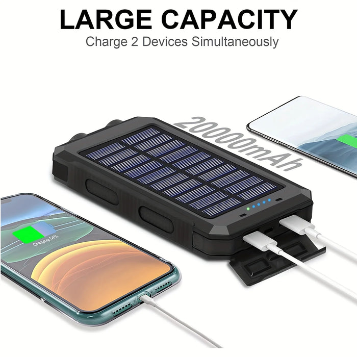 Danoz Direct - Stay charged and connected on-the-go with our Solar Charger Power Bank. With a whopping 20000mAh capacity and fast 5V charging