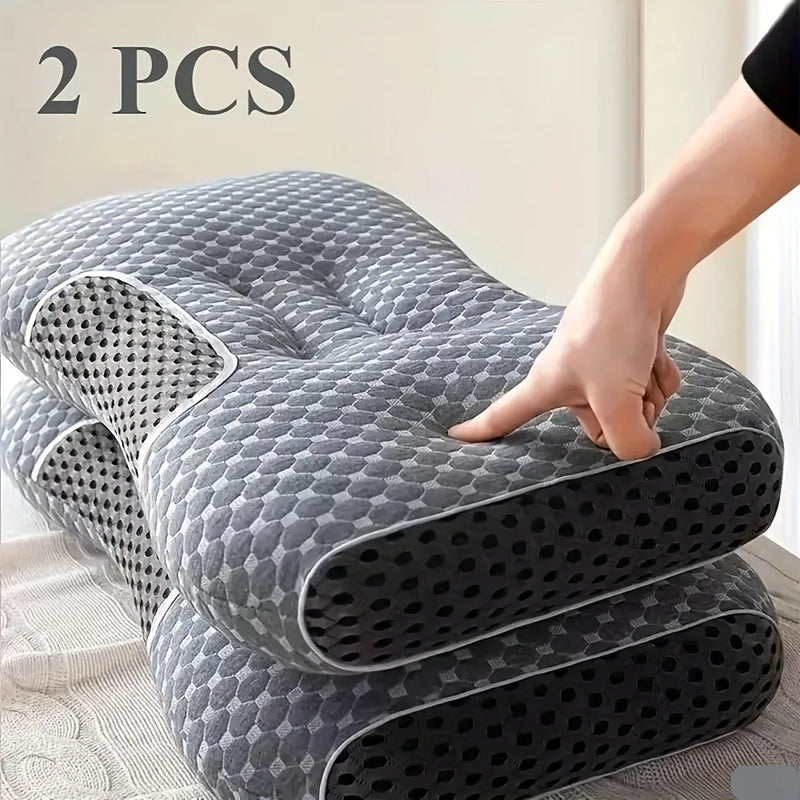 🛏️ Danoz PillowSmart | 2-Pack Massage Neck Pillows | Ergonomic Orthopedic Contour | Adjustable | Removable Zippered Cover | Machine Washable | Dark Grey ✨