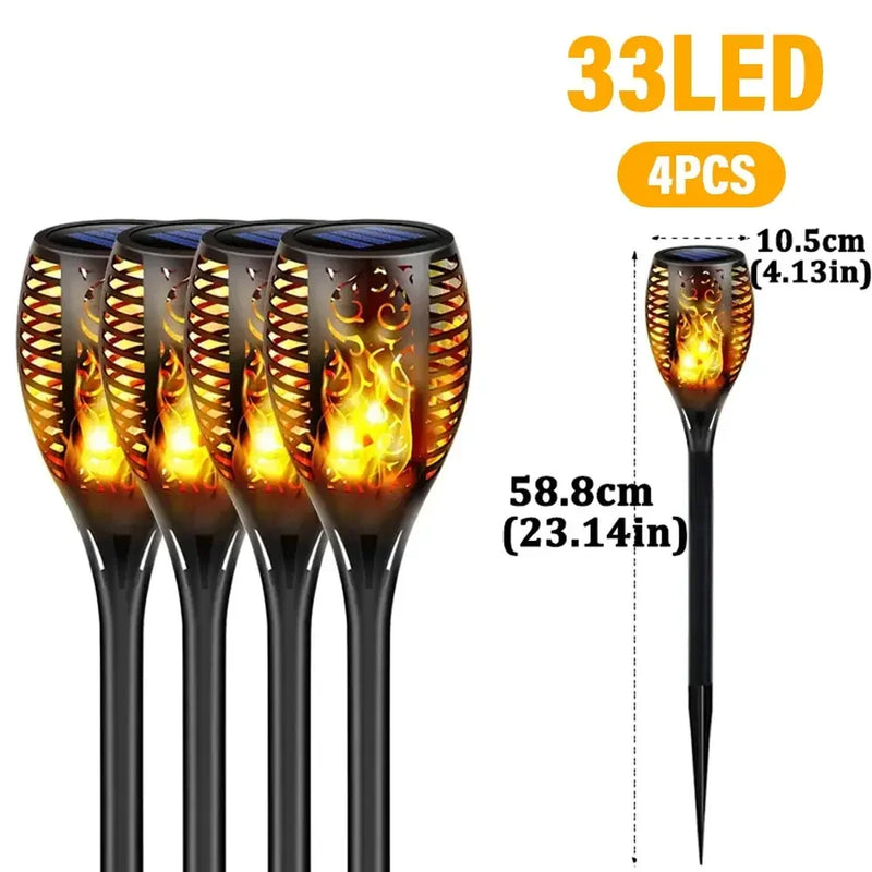🔥 Danoz LightSmart | Solar Flickering Flame Torch Garden Light | 12 / 33 / 96 LED | IP65 Waterproof | Auto Dusk-to-Dawn | 2-4 Pack