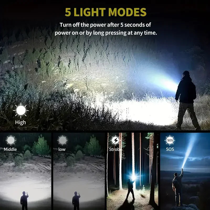 Danoz LightSmart Flashlight Lighter & Power Bank Combo, Rechargeable, Zoomable Super Bright Beam,5 Modes Flashlight for Outdoor Camping Emergency