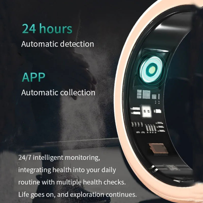 Danoz SmartRings - Diamond Smart Ring Heart Rate Monitor Waterproof Bluetooth Sleep Tracking Fitness Ring