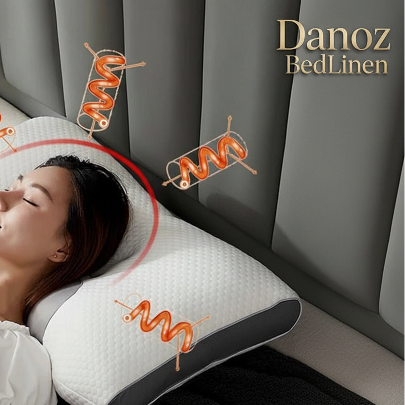 Experience restful nights with Danoz BedLinen Cervical Neck Pillow, engineered to support proper spinal alignment while you sleep
