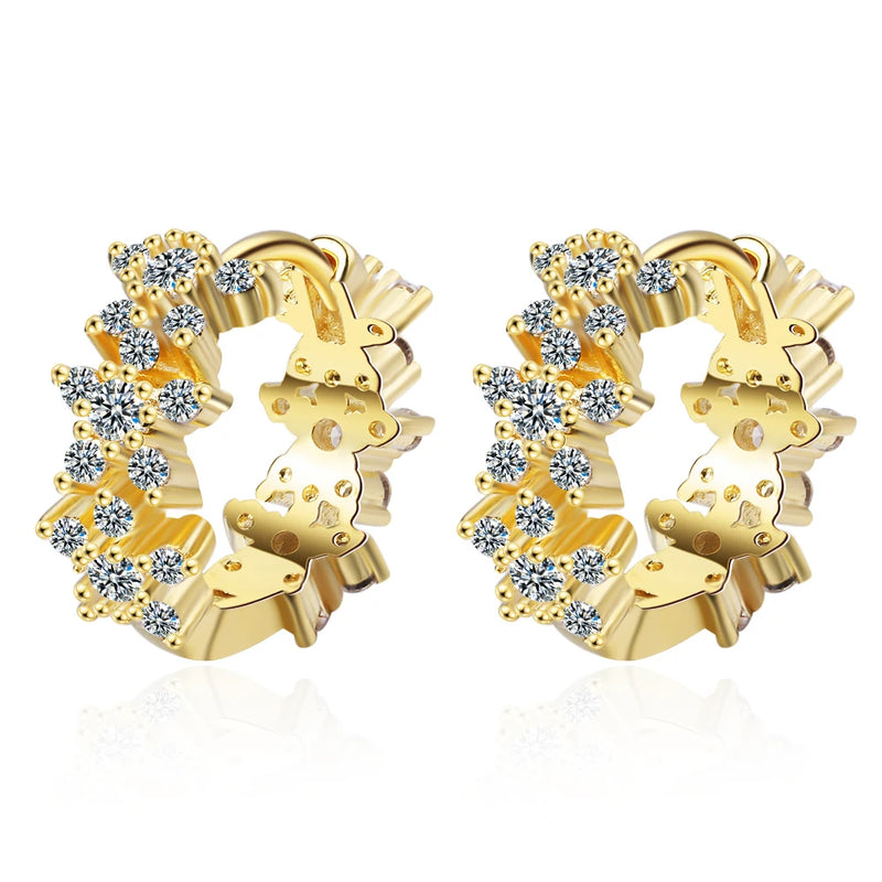 Danoz JewelrySmart - Clear Zirconia Flower 925 Sterling Silver Small Round Loop Huggies Hoop Earrings For Kids Baby Girls Children.