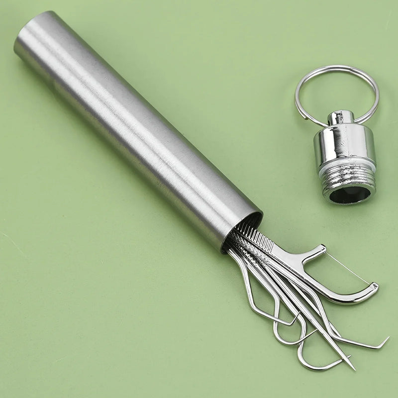 🦷 Danoz DentalSmart | 3-Pack Stainless Steel Reusable Toothpick Set | Tartar Removal | Tooth Flossing Tool | Portable Teeth Cleaner | Eco-Friendly Oral Care Bundle ✨😄