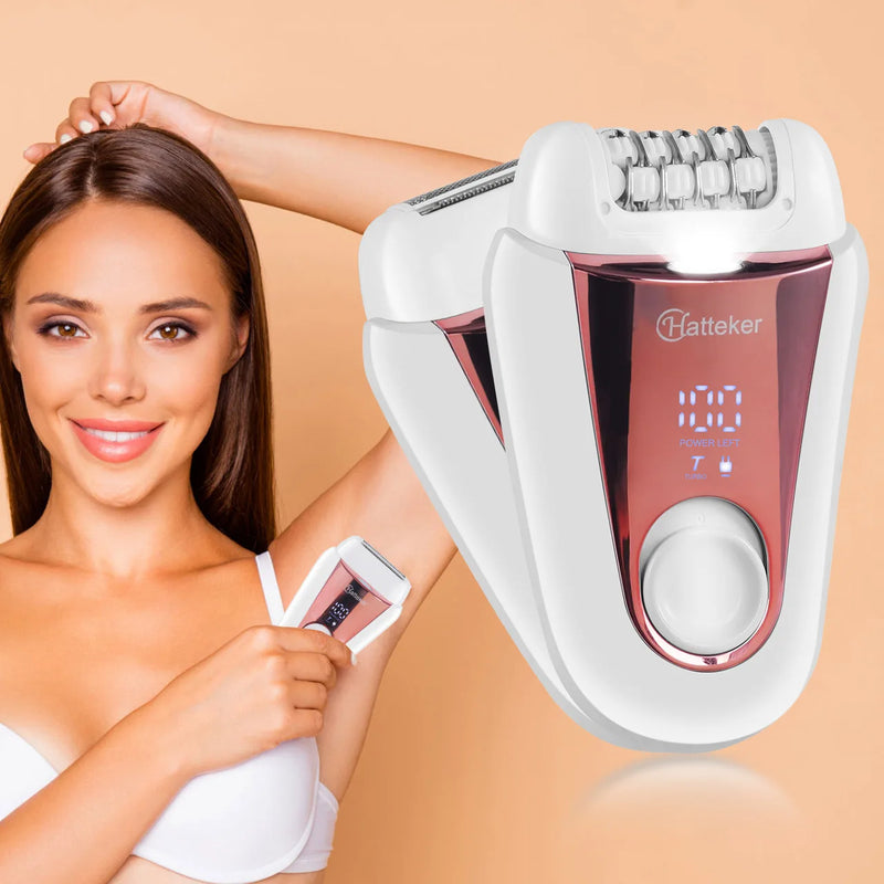 💜 Danoz BeautySmart | Hatteker 2-in-1 Epilator & Razor | IP45 Wet & Dry | Dusk-to-Dawn Smooth Skin | USB Rechargeable | BOGO Deal