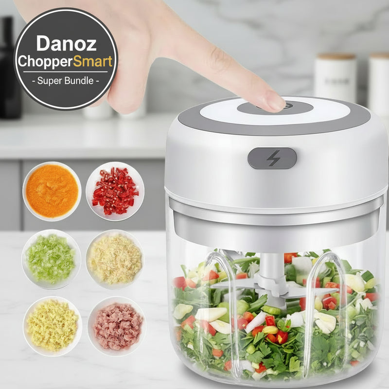 Danoz ChopperSmart - USB Rechargeable, 3 Blade, 250ML+110ML bundle Vegetable Chopper Food Chopper, Garlic Mincer