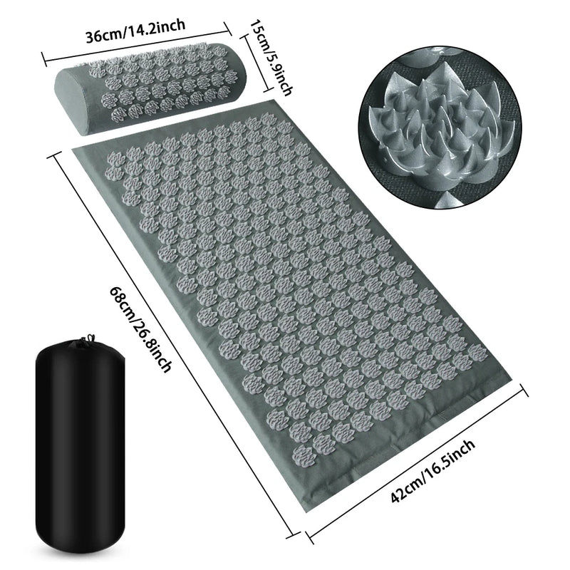 🧘 Danoz MassageSmart | Acupressure Mat & Pillow Set | Relieve Back Pain, Stress & Tension | Kuznetsov Spike Mat | Yoga & Pilates