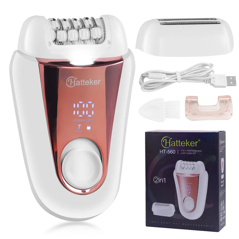 💜 Danoz BeautySmart | Hatteker 2-in-1 Epilator & Razor | IP45 Wet & Dry | Dusk-to-Dawn Smooth Skin | USB Rechargeable | BOGO Deal