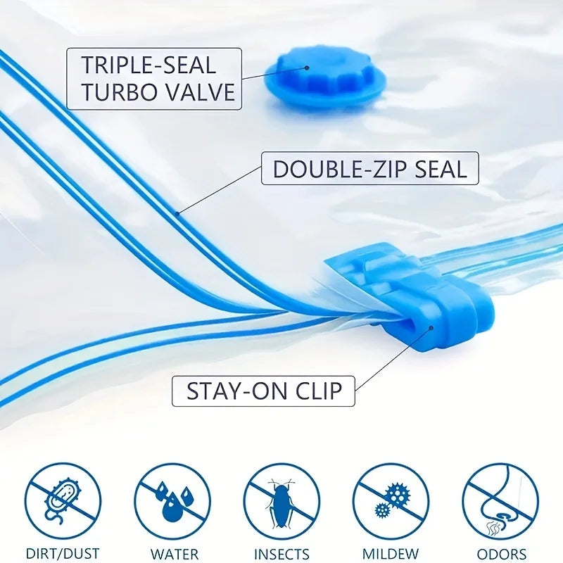 Danoz StoreSmart – Squish, Store & Save Space! 6-Piece Vacuum Compression Storage Bag Set with Hand Pump – Perfect for Clothes, Bedding, Quilts & Travel 🧳✨🏠