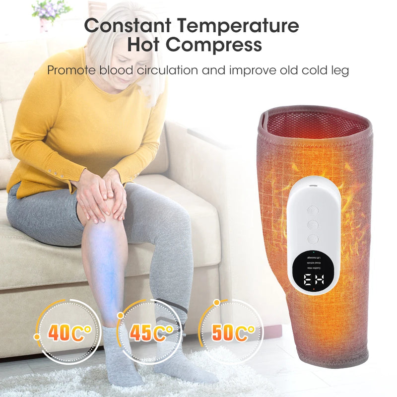 Danoz Health - 2PCS Electric Air Pressure Calf Massager Full 360° Around Airbag Hot Compress Vibration Muscle Relax Blood Circulation Wireless