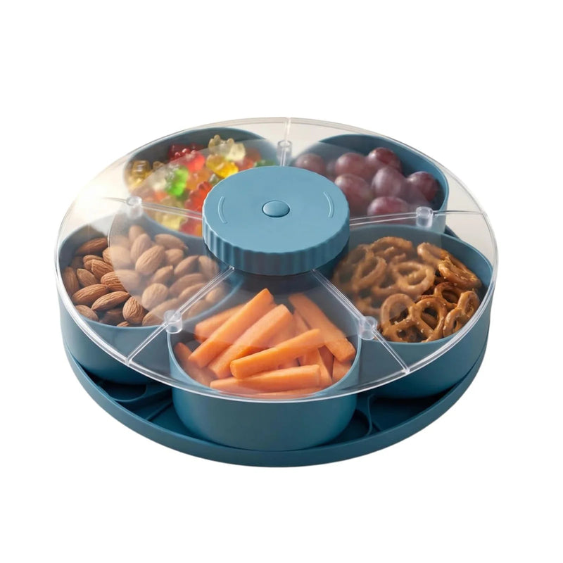 Danoz ServeSmart – Spin, Serve & Impress! Rotating 360° Divided Vegetable & Fruit Serving Tray – Perfect for Parties, Gatherings & Everyday Kitchen Fun 🍎🥗✨