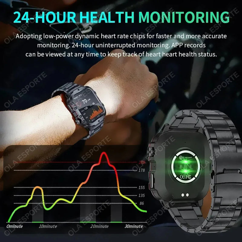 Danoz TechSmart - Men Smartwatch Flashlight Bluetooth Call Fitness Clock IP68 Waterproof Sports Men for Android IOS Smart Watch 2025 New