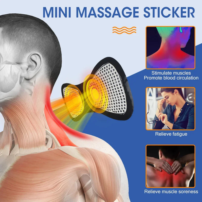 Danoz MassageSmart - USB Rechargeable Electric Neck Massager EMS Muscle Massage Stimulator Low Frequency Back Cervical Calf Patches Pain Joints Mini Device
