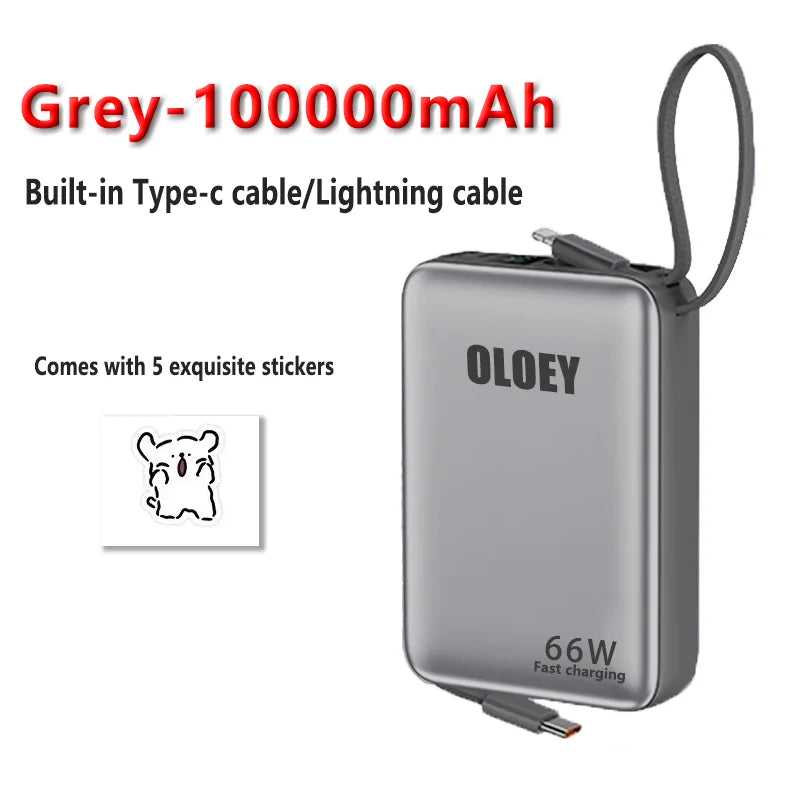 ⚡ Danoz PowerSmart | OLOEY 65W Power Bank | Built-In Cables | LCD Display | 3-Device Charging | 6 Safety Protections | Airline Approved | 10K–100K mAh